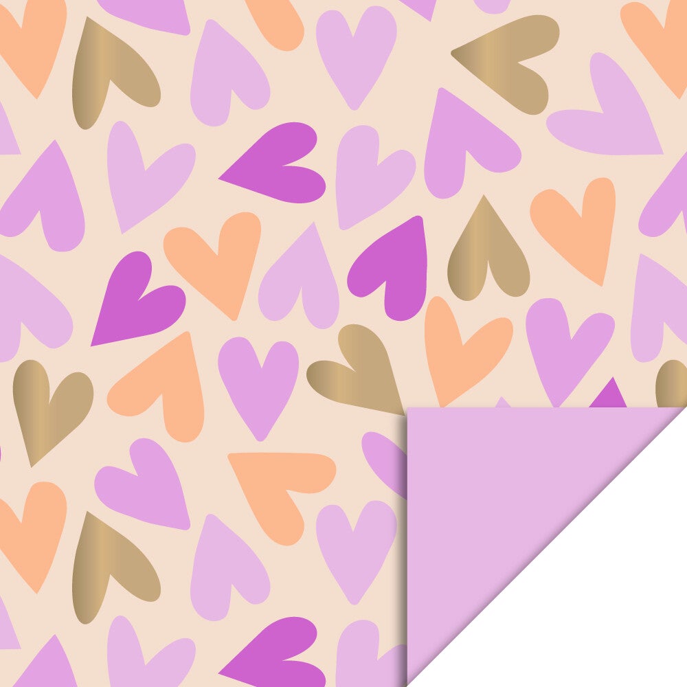 Cadeaupapier Big Hearts Gold - Pink