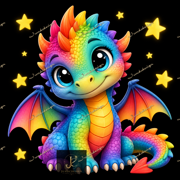Diamond Painting Little Cuties“Regenbogen Drache“