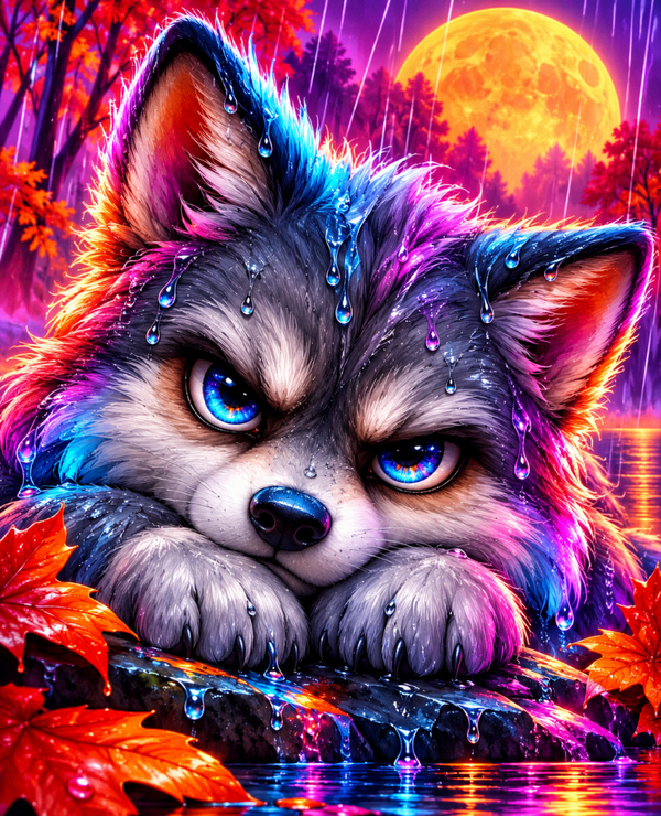 Diamond Painting"Midnight Rain Wolf" 60x75 cm