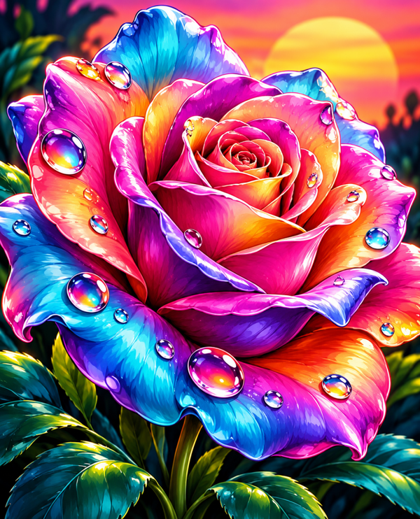 Diamond Painting"Rainbow Rose" 60x75 cm