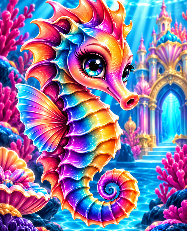 Diamond Painting"Magisches Seepferdchen" 60x75 cm