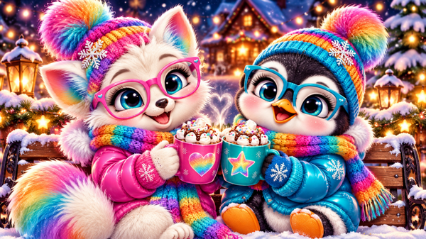 Diamond Painting“Cozy Winter Friends“ 100x56 cm