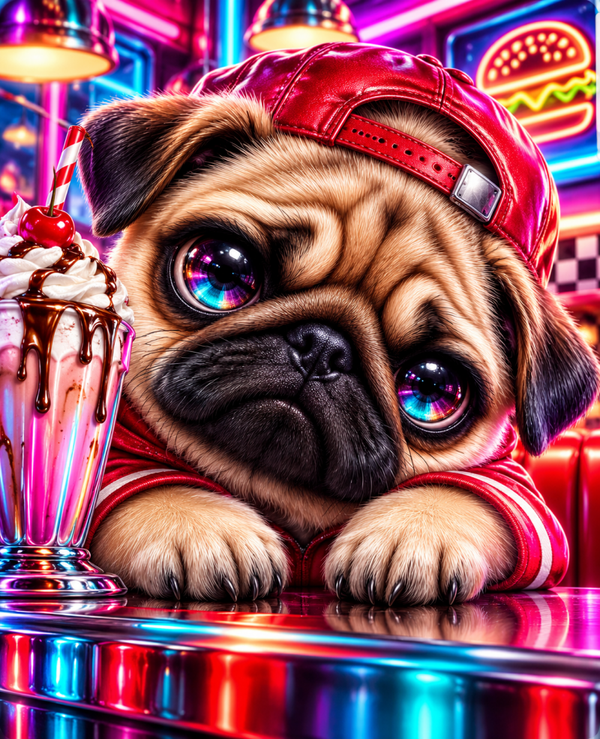Diamond Painting"Retro Mops" 60x75 cm