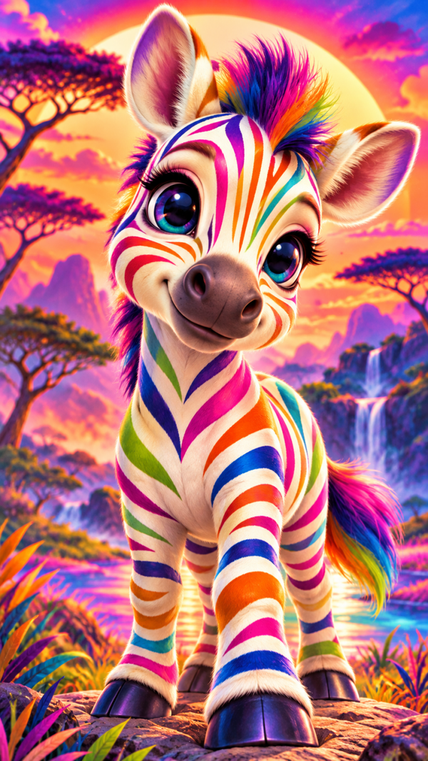 Diamond Painting“Rainbow Zebra“ 50x88 cm