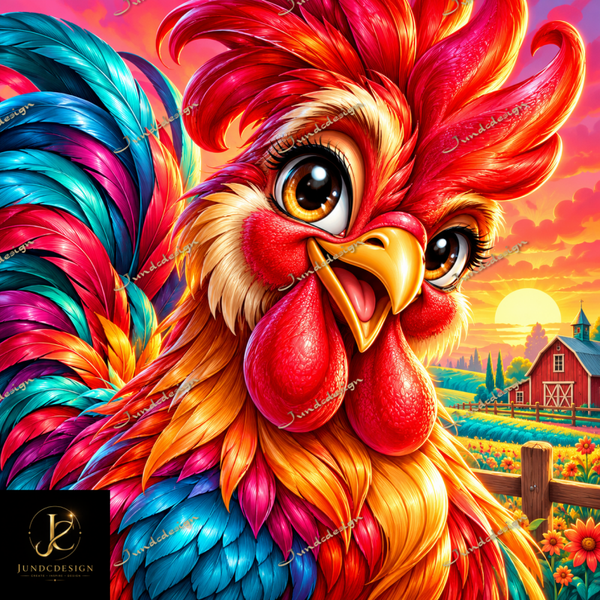 Diamond Painting“Bunter Hahn“ 60x60 cm