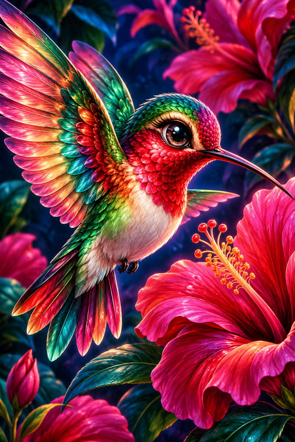 Diamond Painting"Bunter Kolibri" 50x75 cm