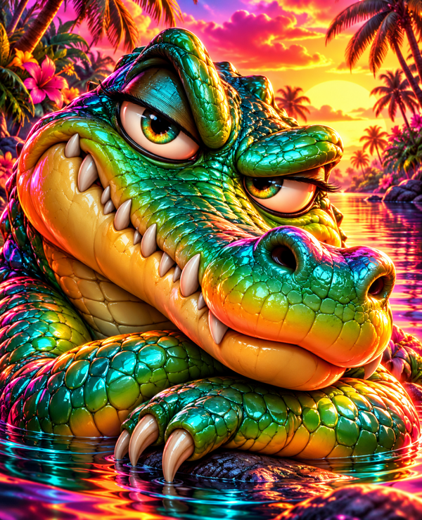 Diamond Painting"Sunset Croc" 60x75 cm