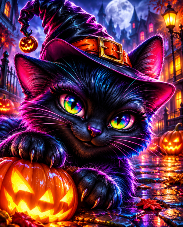 Diamond Painting"Spooky Witch Cat" 60x75 cm
