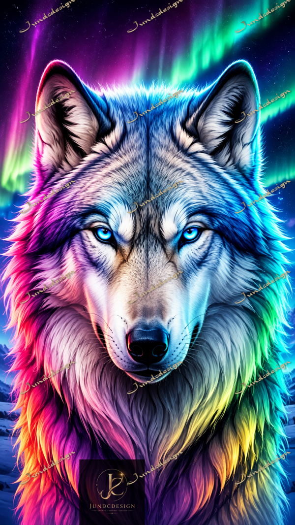 Diamond Painting „Nordlicht Wolf“