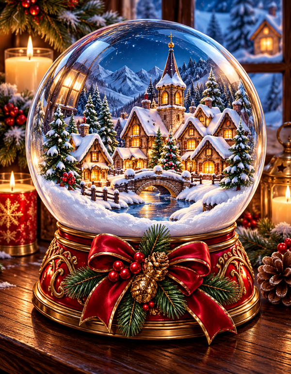 Diamond Painting"Schneekugel Winterdorf" 70x90 cm