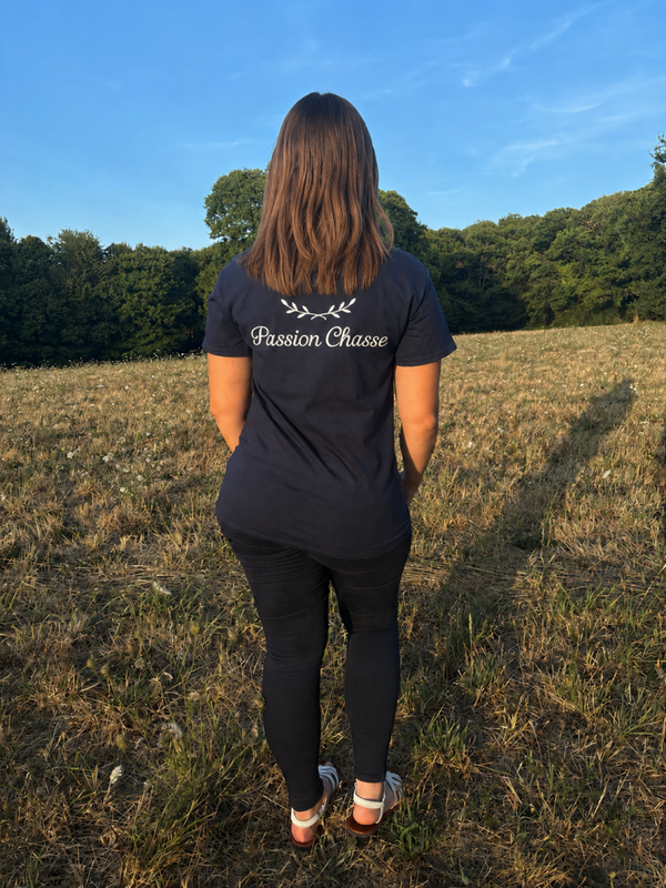 T-shirt bleu foncé «  Passion Chasse »