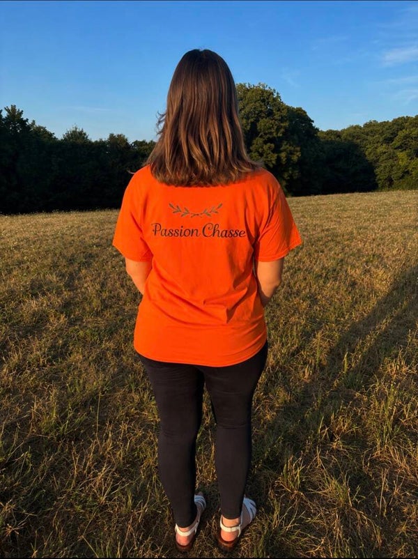T-shirt orange «  Passion Chasse »