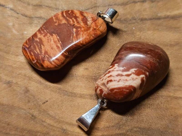 Slangenhuid jaspis edelsteenhanger met geboord oogje