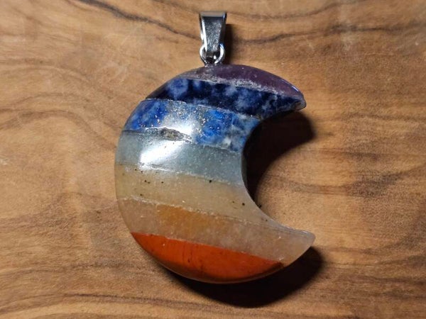 7 chakra edelsteenhanger maanvorm