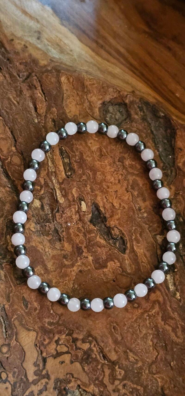 Armband hematine/rozenkwarts