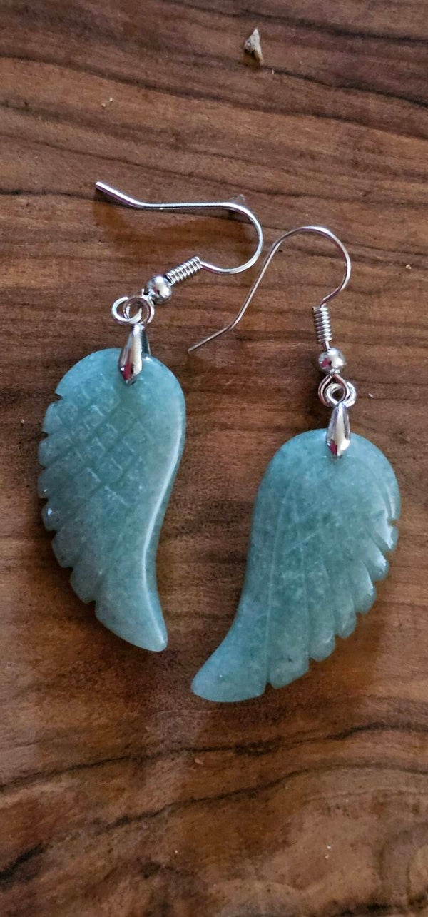 Green Aventurine engelenvleugels oorbellen