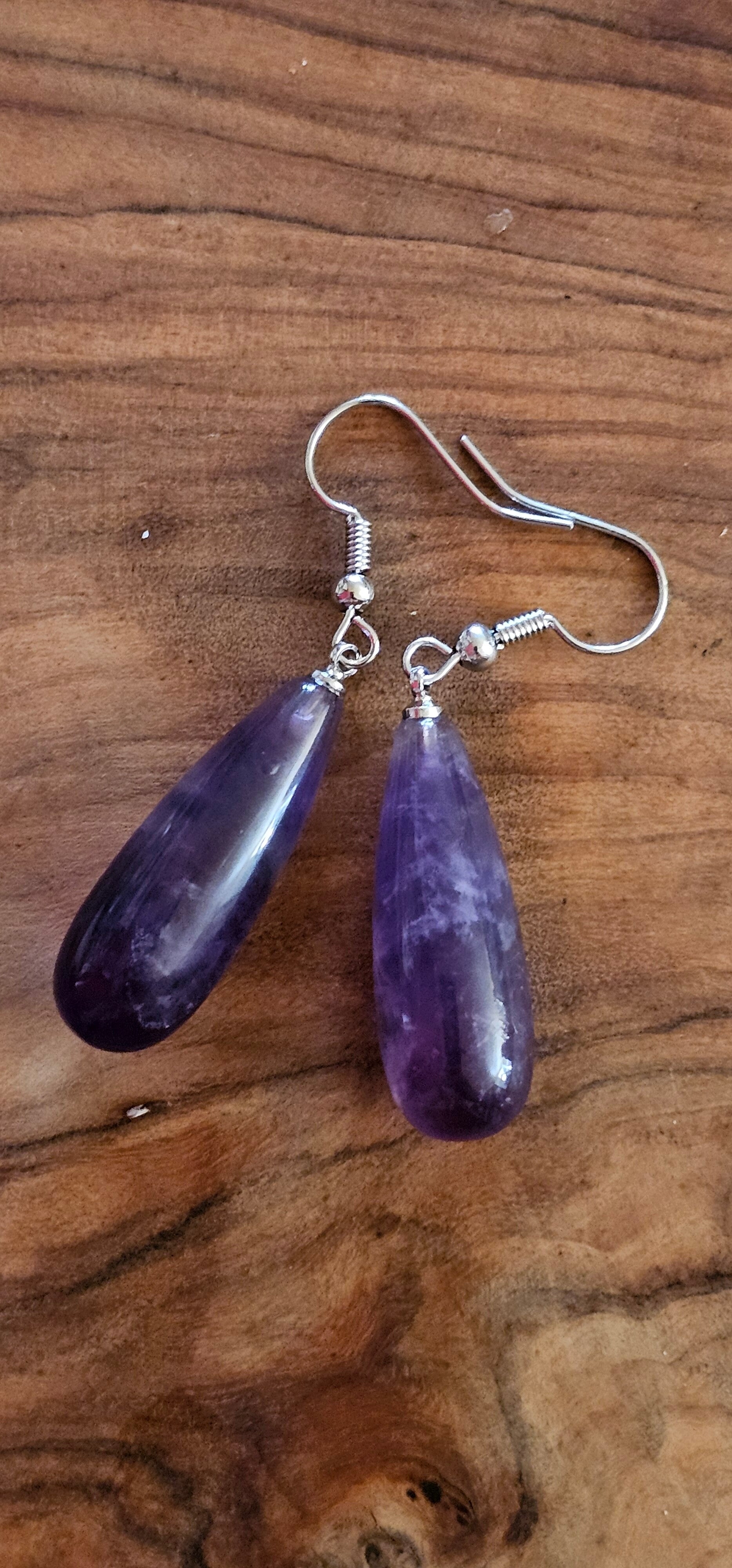 Amethist Edelsteen oorbellen {druppel}