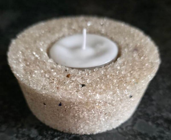 Waxinelichthouder rond bergkristal