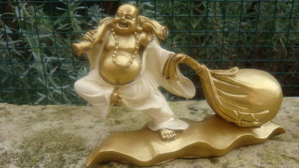 Cremekleurig & Goud Chinese Boeddha Sleept Zak Links