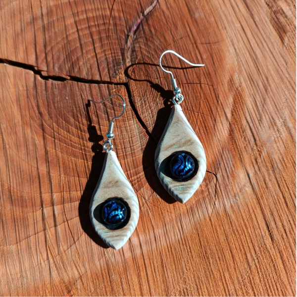 Boucles d'oreilles bois et verre