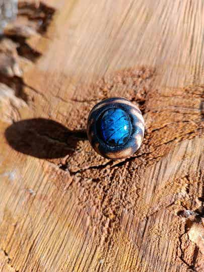 Bague en bois et verre