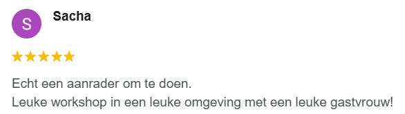 review vijf sterren van klanten van workshop moods by mafer in amersfoort