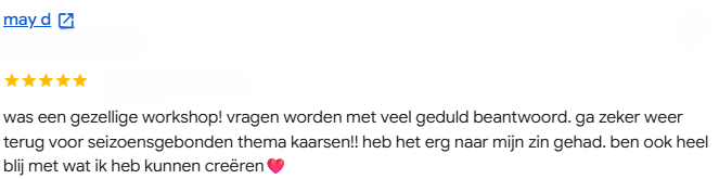 review vijf sterren van klanten van workshop moods by mafer in amersfoort