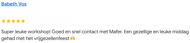 review vijf sterren van klanten van workshop moods by mafer in amersfoort