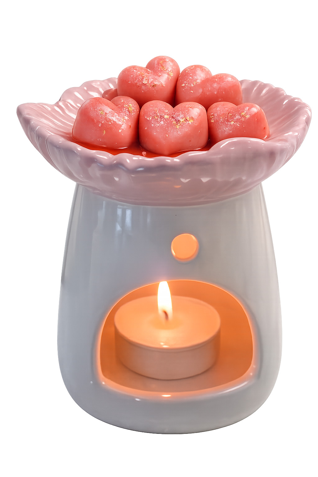 Geurige wax melts op een waxbrander