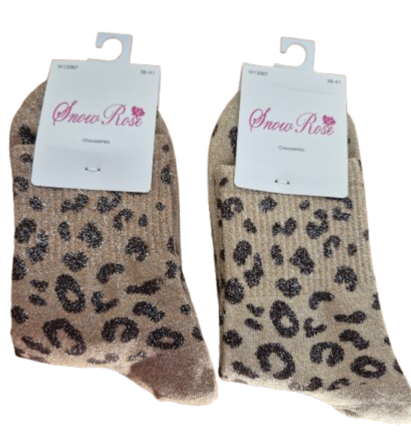 Chaussettes à paillettes léopard