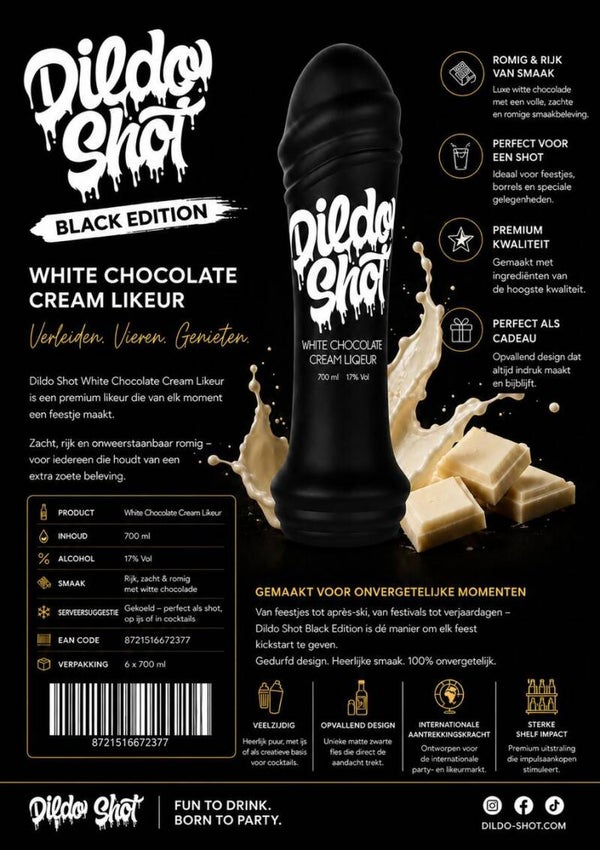 Doos 6 fles Dildoshot Black Edition 70 cl 17% Vol € 13,50 per stuk.