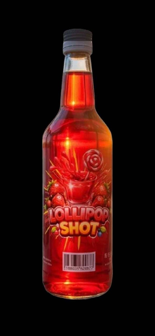 Doos 6 fles 70 cl Lollipop Shot 14,5% Vol     € 8,49 per fles!