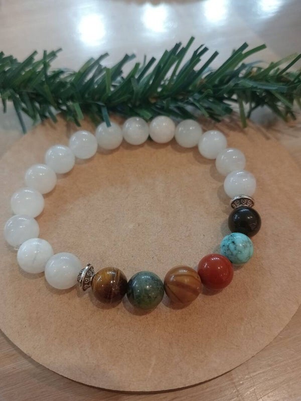 Bracelet agate blanche et multipierres