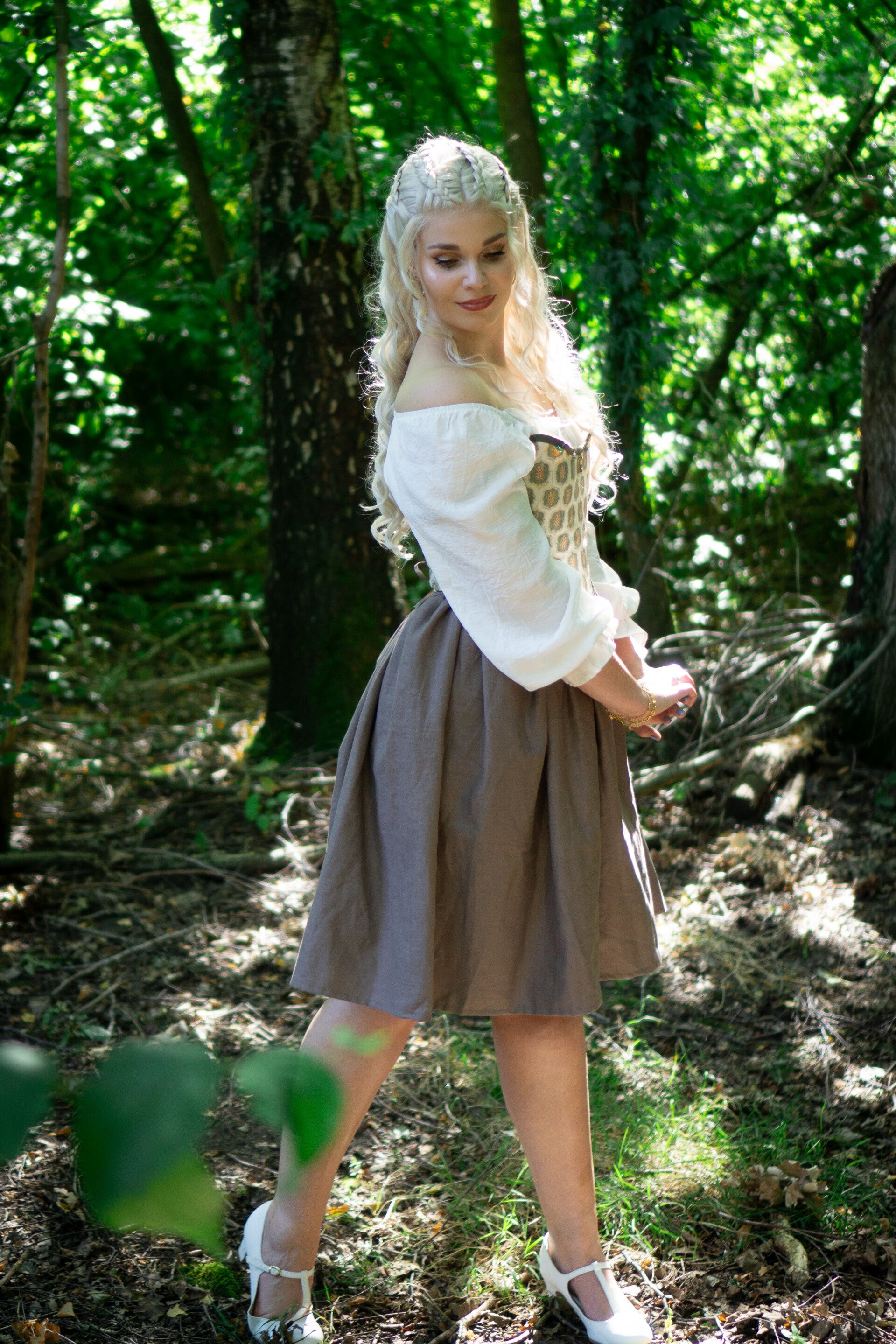 Geplooide Rok Taupe