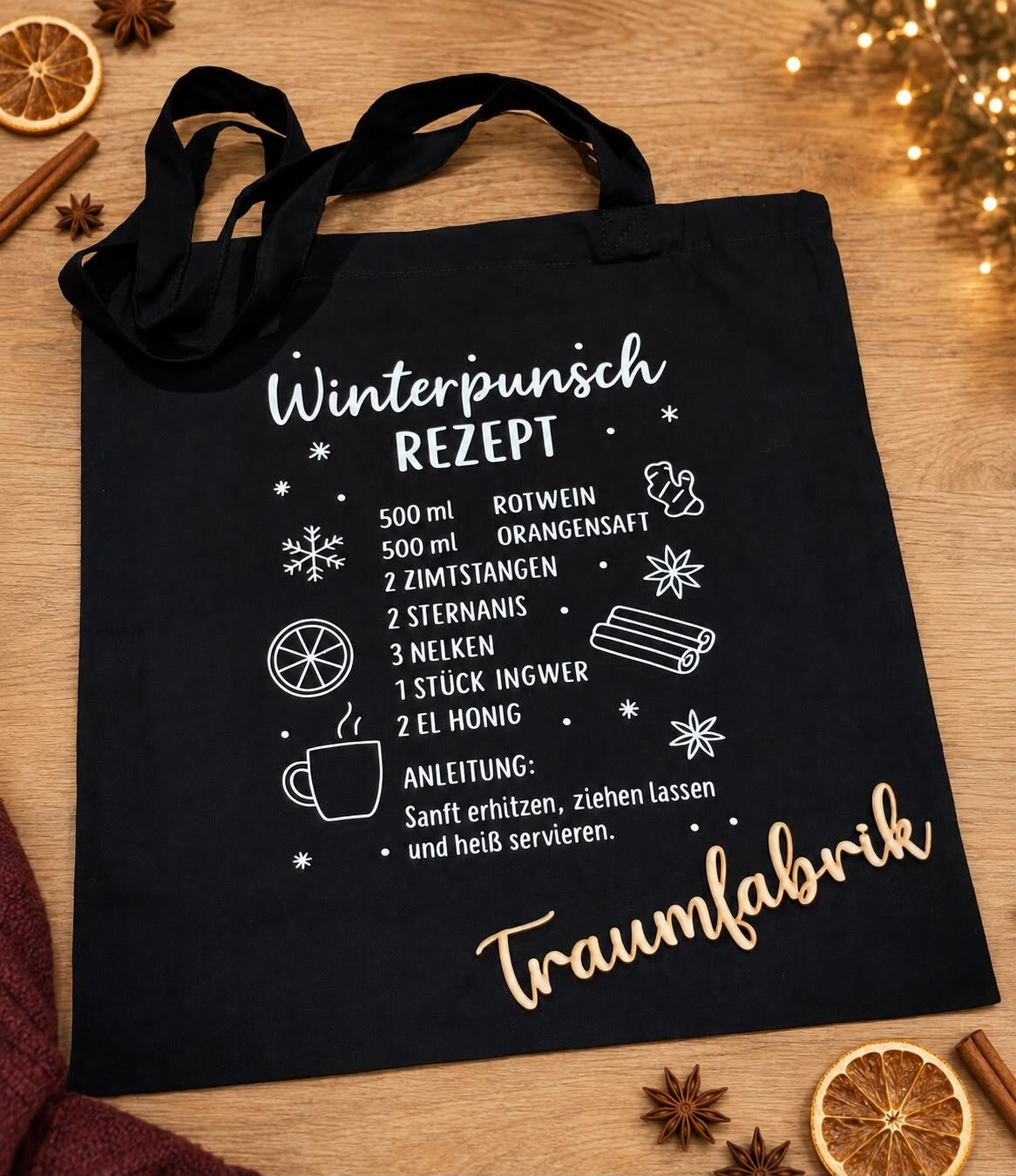 Stofftasche mit lustigen Sprüchen Weihnachten