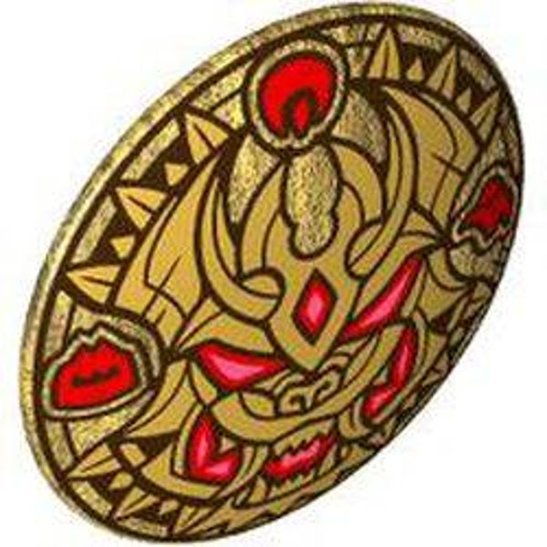 Shield Round Bowed with Gold Dragon, Red Eyes, Fans print (75902pr0022)
