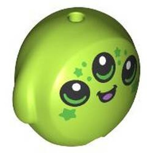Pillow Plush Toy with Alien Face, 3 Eyes, Green Spots print (6330pr0007)