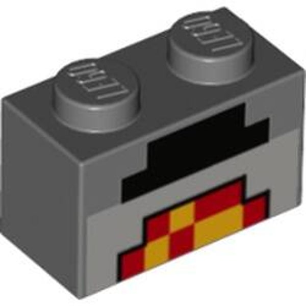 Brick 1 x 2 with Pixelated Lit Forge Print (3004pr0020)