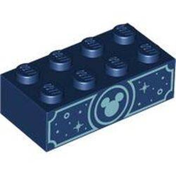 Brick 2 x 4 with Medium Azure Mickey Mouse Logo, Decorations print (3001pr1051)