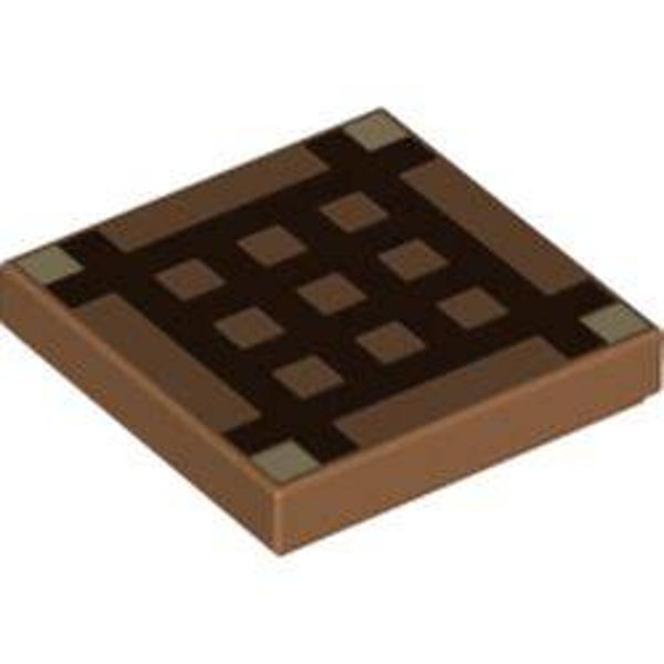 Tile 2 x 2 with Dark Brown Minecraft Grid Print (3068bpr0236)