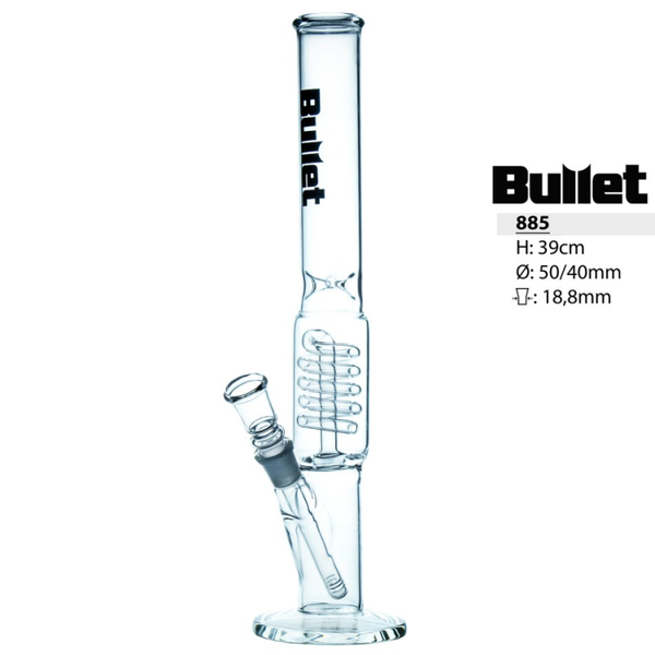 Bullet Glass Zylinder mit Perkolator and Eis | Hoch: 39cm Ø: 50/40mm Schliff: 18.8mm