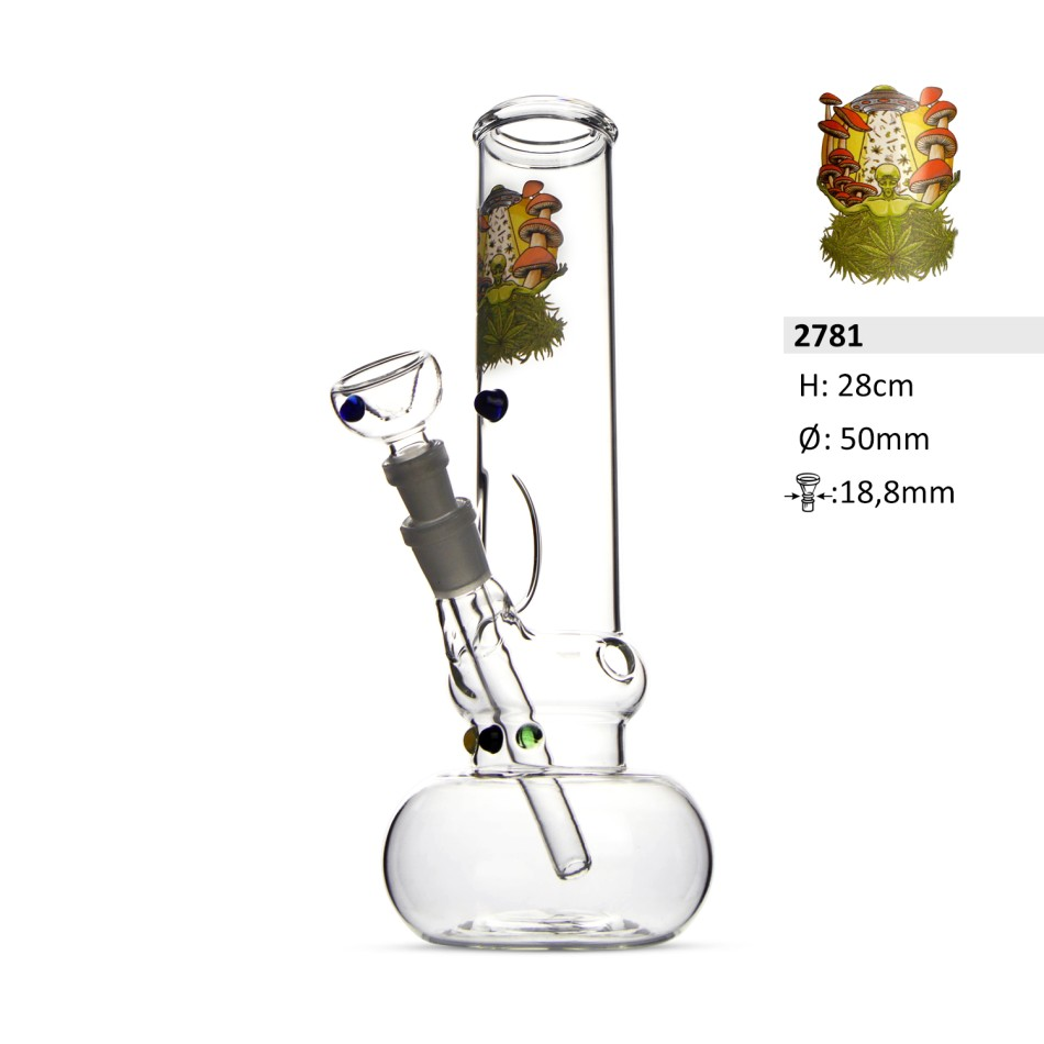 Glas Bong Logo Pilse und Alien Do. Kugel auf den bong 5 Perlen| H: 28cm Ø: 50mm, Schliff: 18,8mm