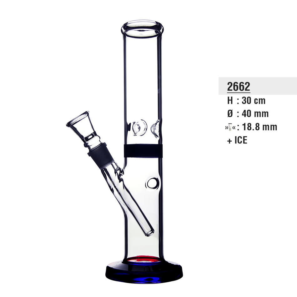 Glasbong mit Eis | H: 30cm, Ø: 45mm, Schliff: 18.8mm
