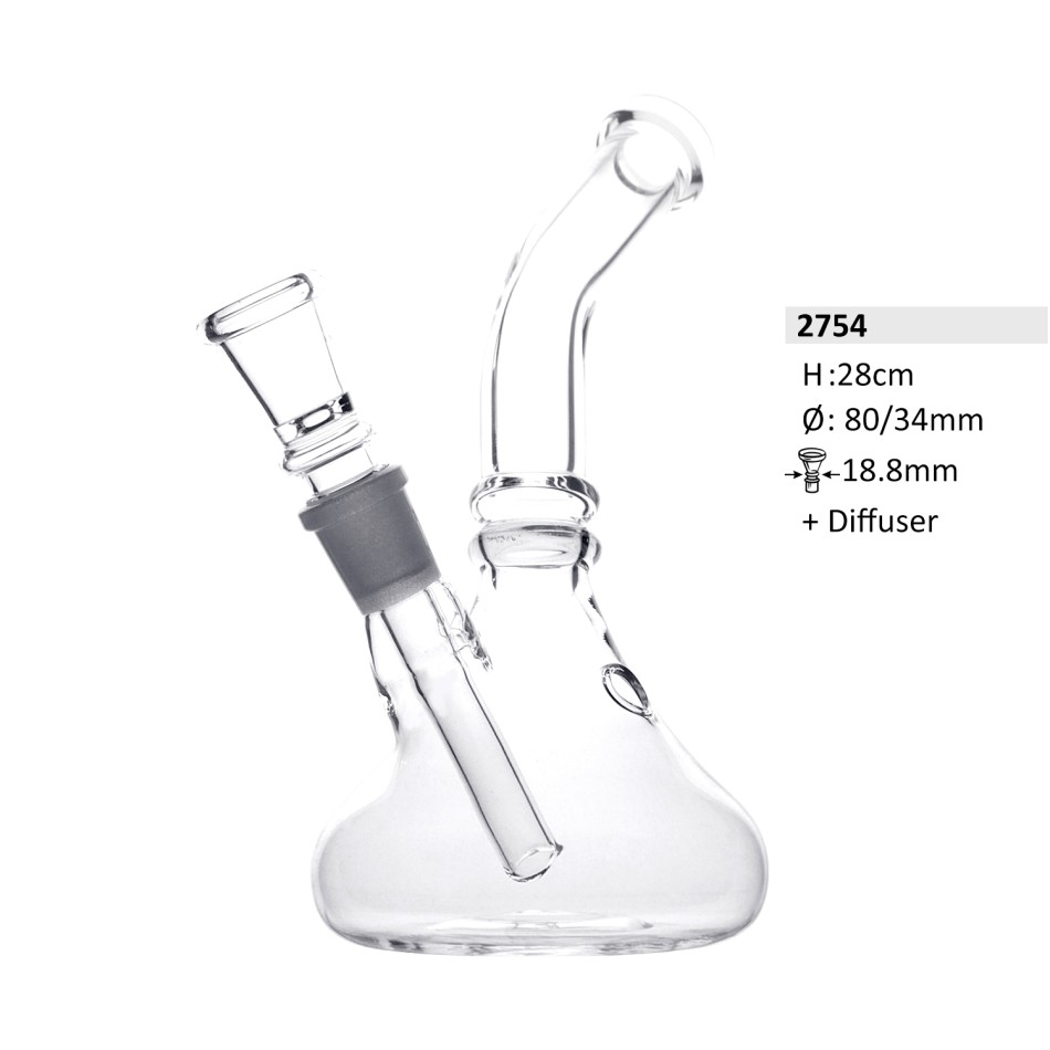Glasbong mit Diffusor | H: 28cm Schliff: 18,8mm Ø: 80/34mm