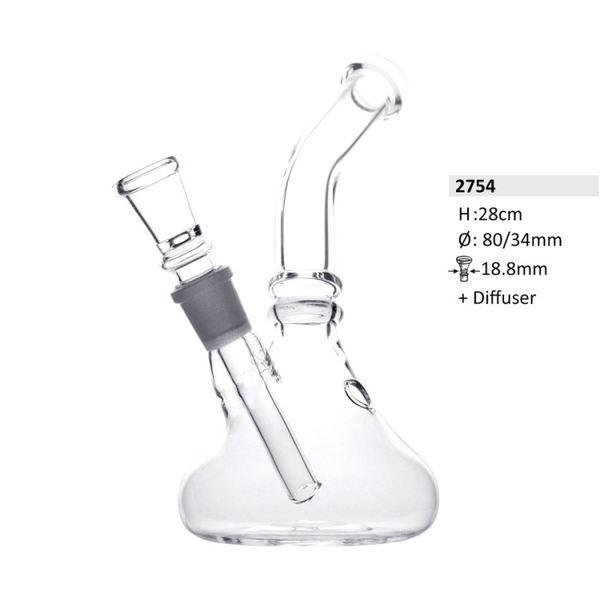 Glasbong mit Diffusor | H: 28cm Schliff: 18,8mm Ø: 80/34mm