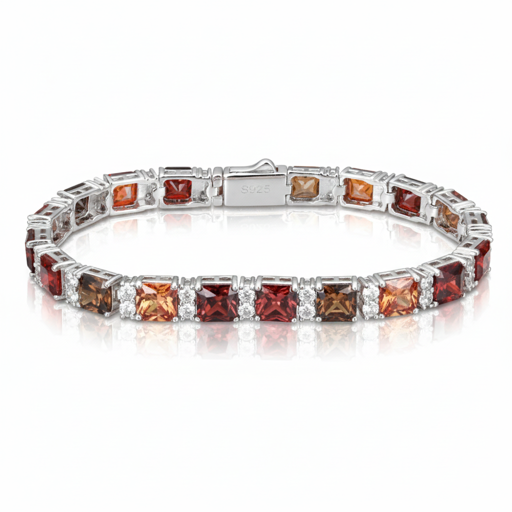 Pulsera cubana 6.5mm variante marrón de primera ley + moissanita