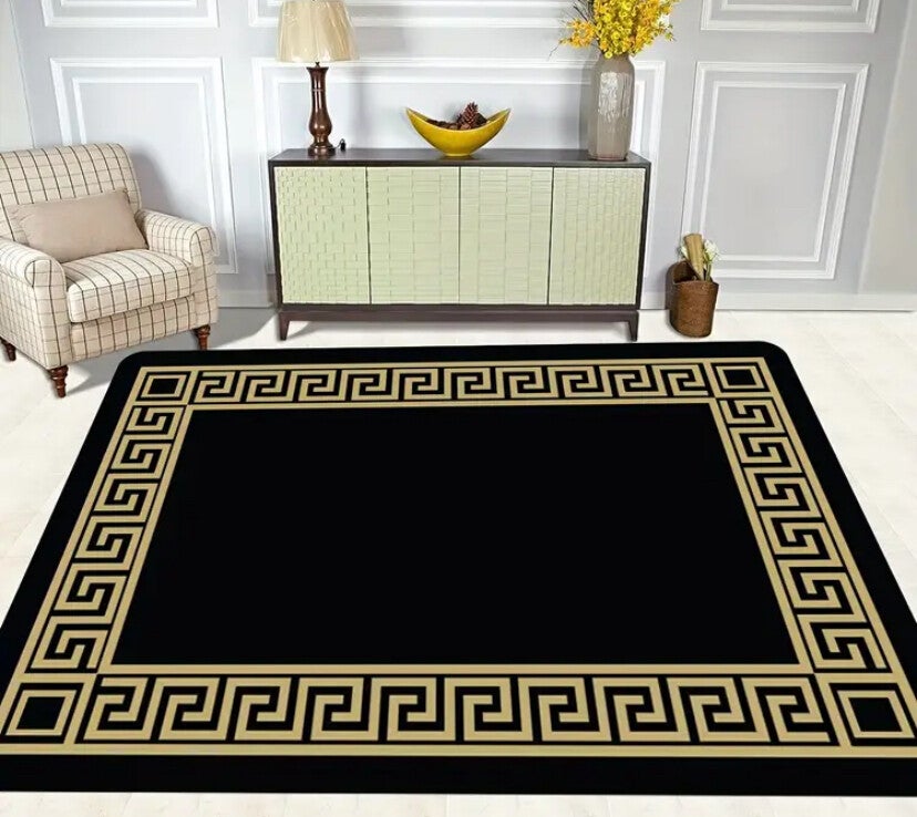 Tapis Élégant Noir et Or (120x160 cm)