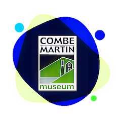 Logo for Combe Martin Museum, North Devon. The museum logo is in coastal colours.