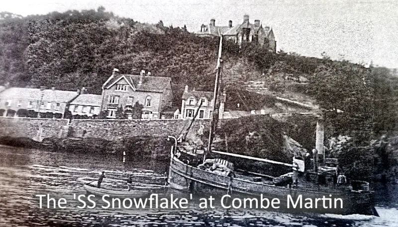 Photop of the Clyde Puffer the 'SS Snowflake. A little tramp steamer based in Combe Martin.