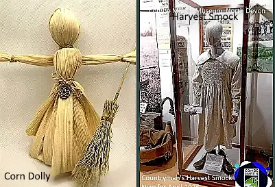 Corn dolly and Harvest smock at Combe Martin Museum 
